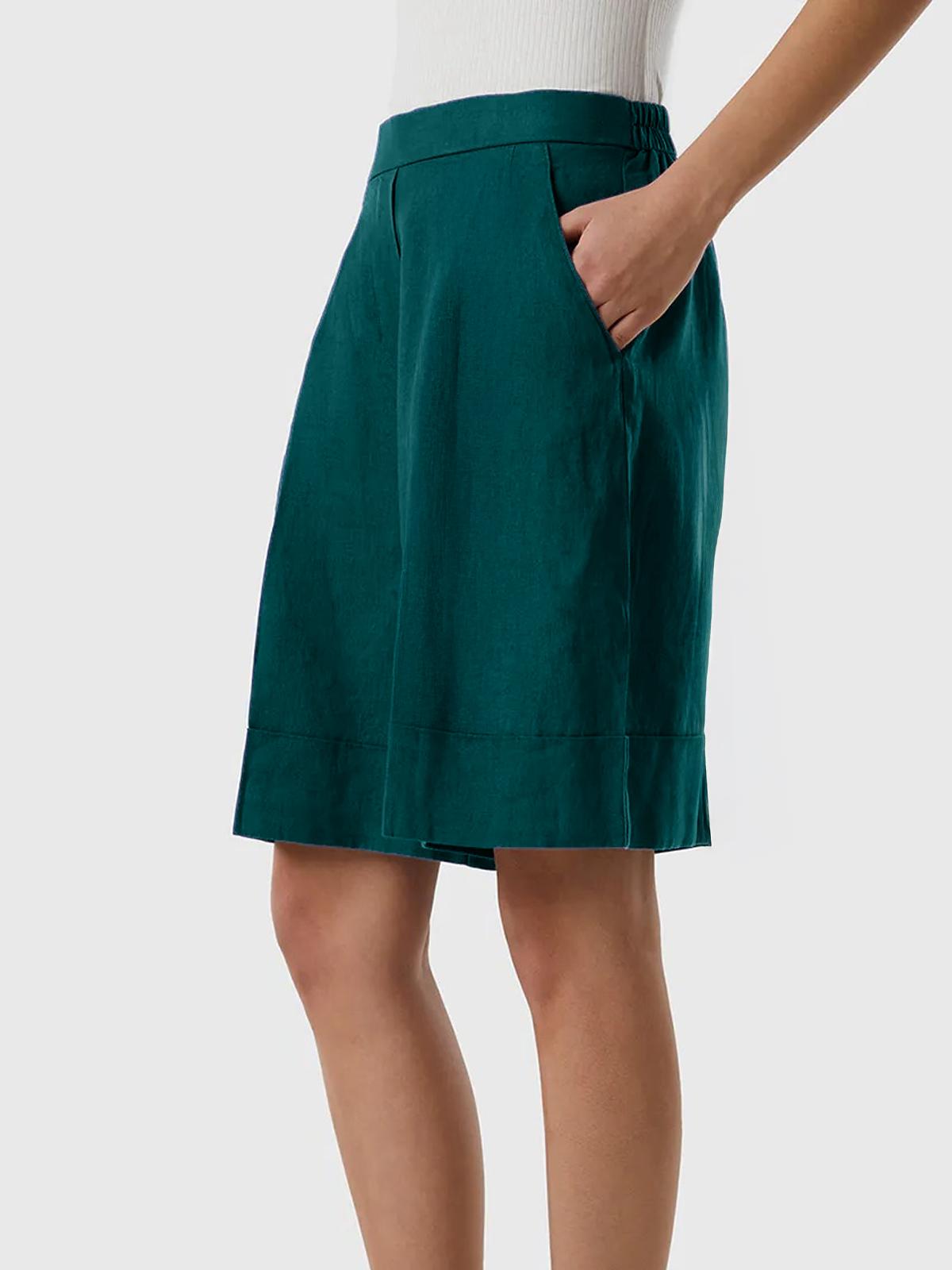 High-Waisted Linen Shorts for Women – Wide Leg Summer Shorts with Pockets & Elastic Waistband | SKU.25T22T5D