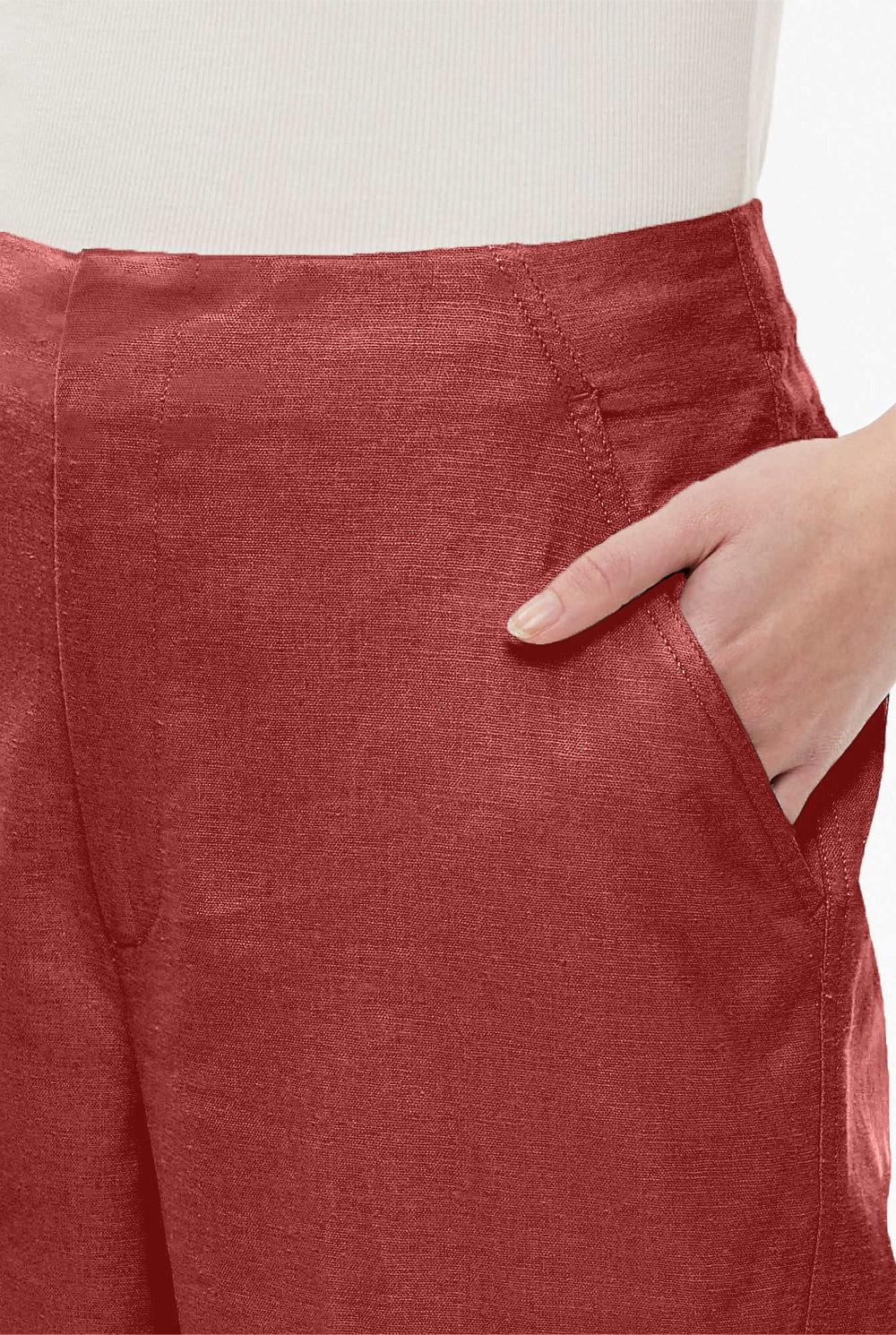 Wide-Leg Linen Pants for Women – High-Waisted Casual Cropped Trousers | SKU.25T11T7X