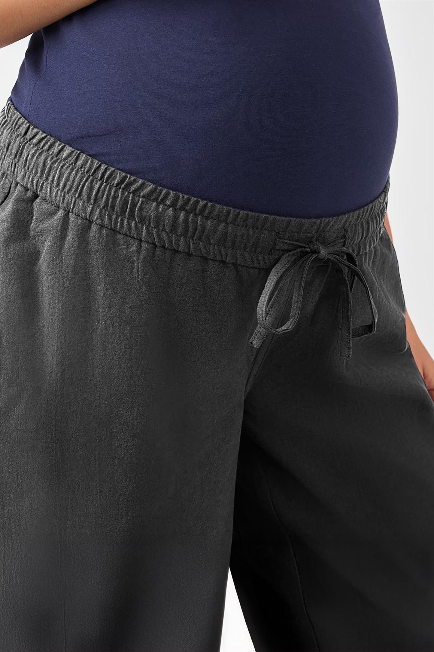 Maternity Wide-Leg Trousers with Linen – Comfortable Pregnancy Pants for Women | SKU.25T11CNb