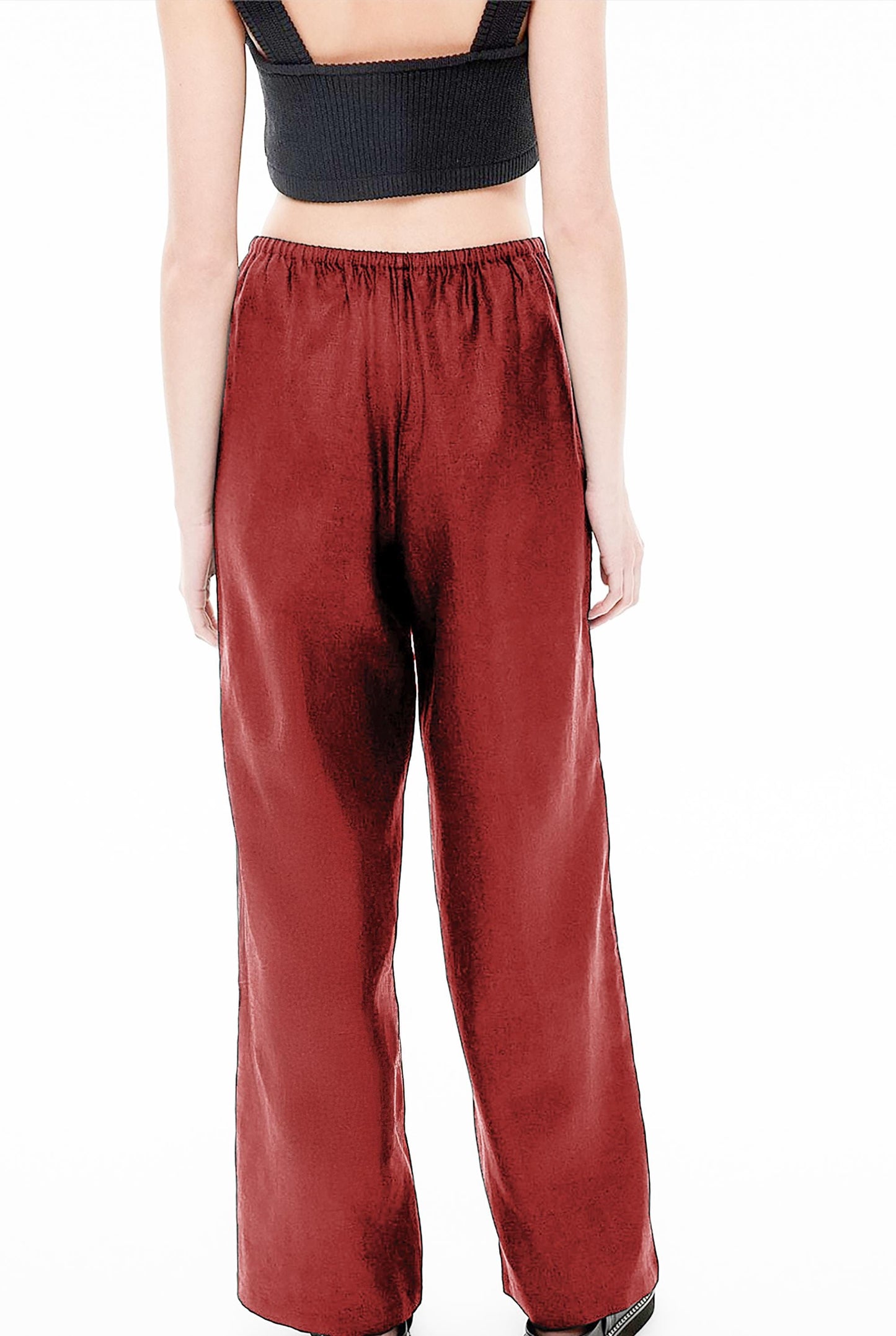 Women's Linen Wide-Leg Pants – High Waist, Loose Fit, Lightweight Loungewear | SKU.25T11T6I