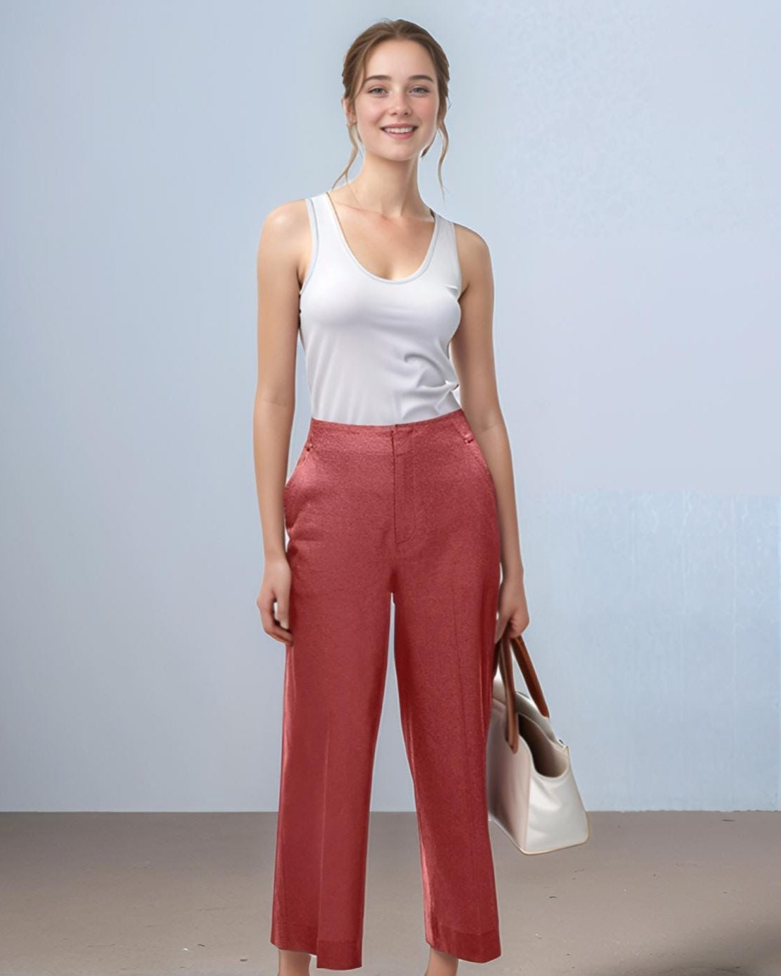 Wide-Leg Linen Pants for Women – High-Waisted Casual Cropped Trousers | SKU.25T11T7X