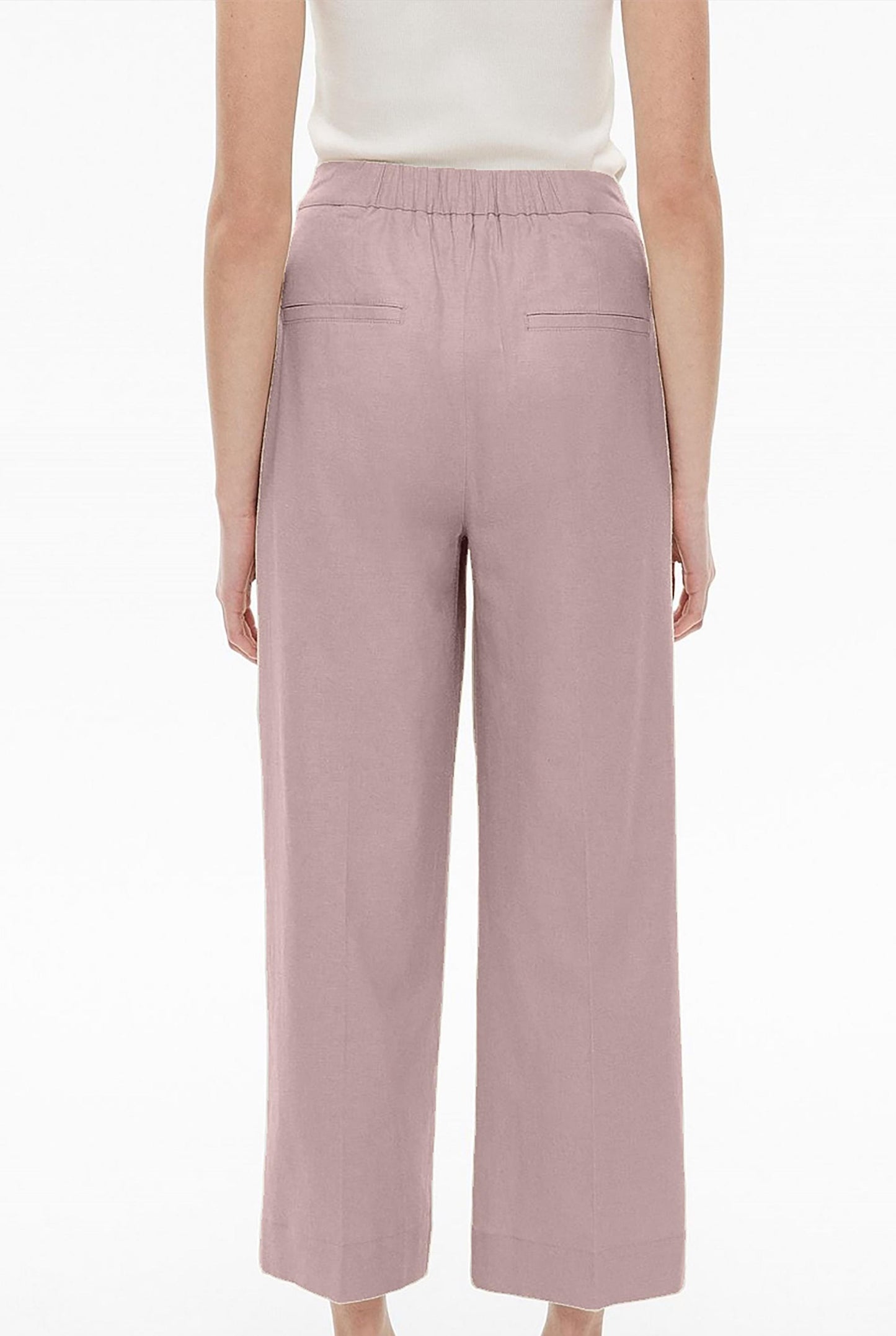 Soft Blush Linen Trousers – High-Waist Cropped Wide-Leg Pants for Women | SKU.25T11T6C