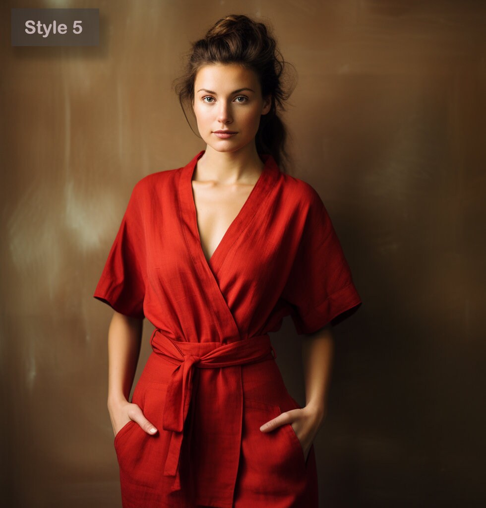 Customizable Linen Wrap Dress with Pockets | Maternity and Oversized Options | Relaxed Summer Fit | Personalized Gift for Her | 230411A