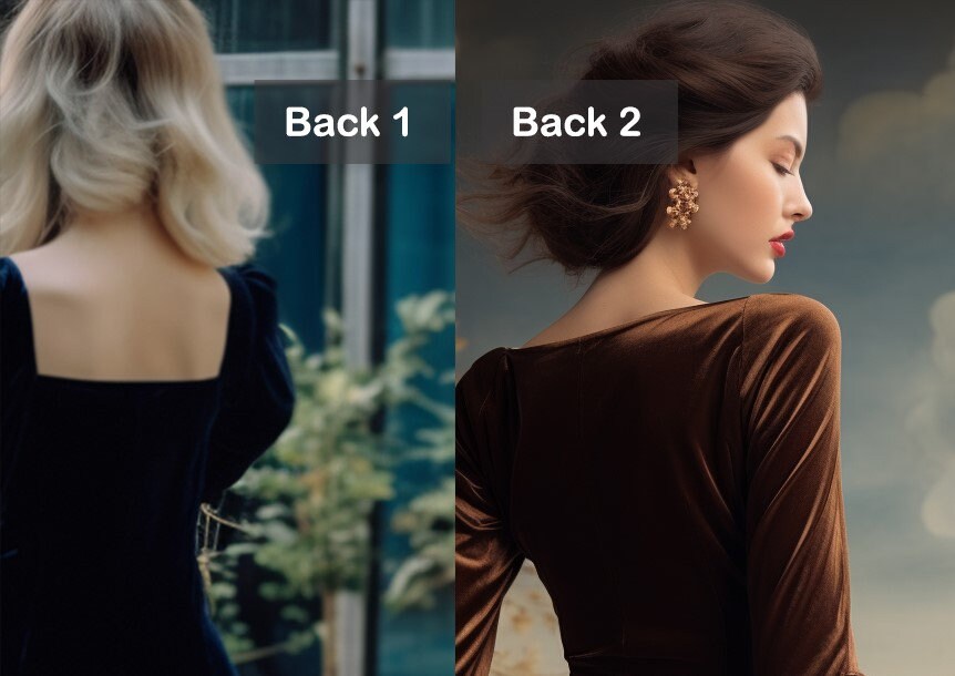 Chic Midi Velvet Dress with Puff Sleeves and Square Neckline - Closed Back - Bridesmaid or Evening Dress | Customizable | Personalizable