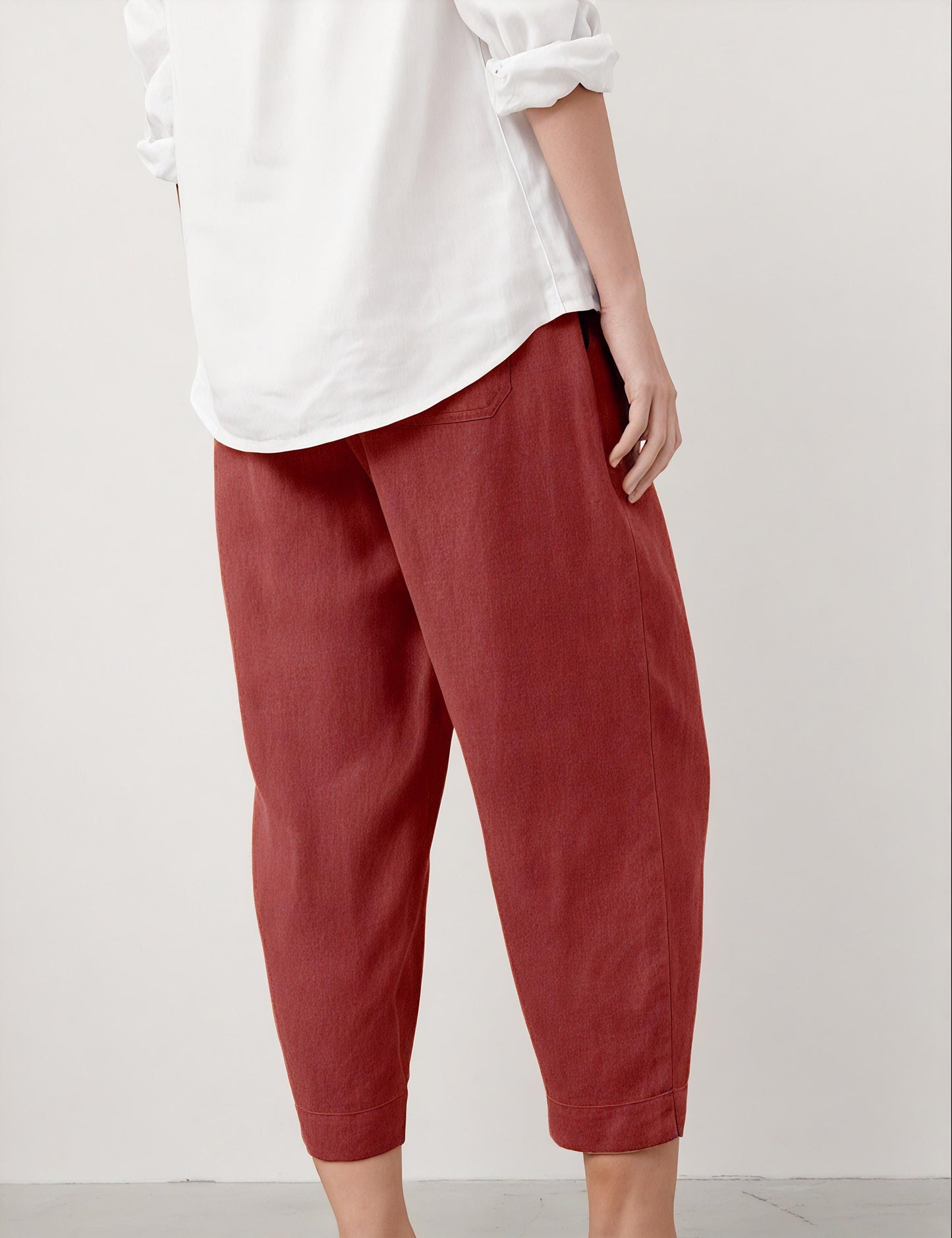 Pure Linen Straight Leg Cropped Trousers – Casual & Breathable Summer Pants | SKU.25T11CNc