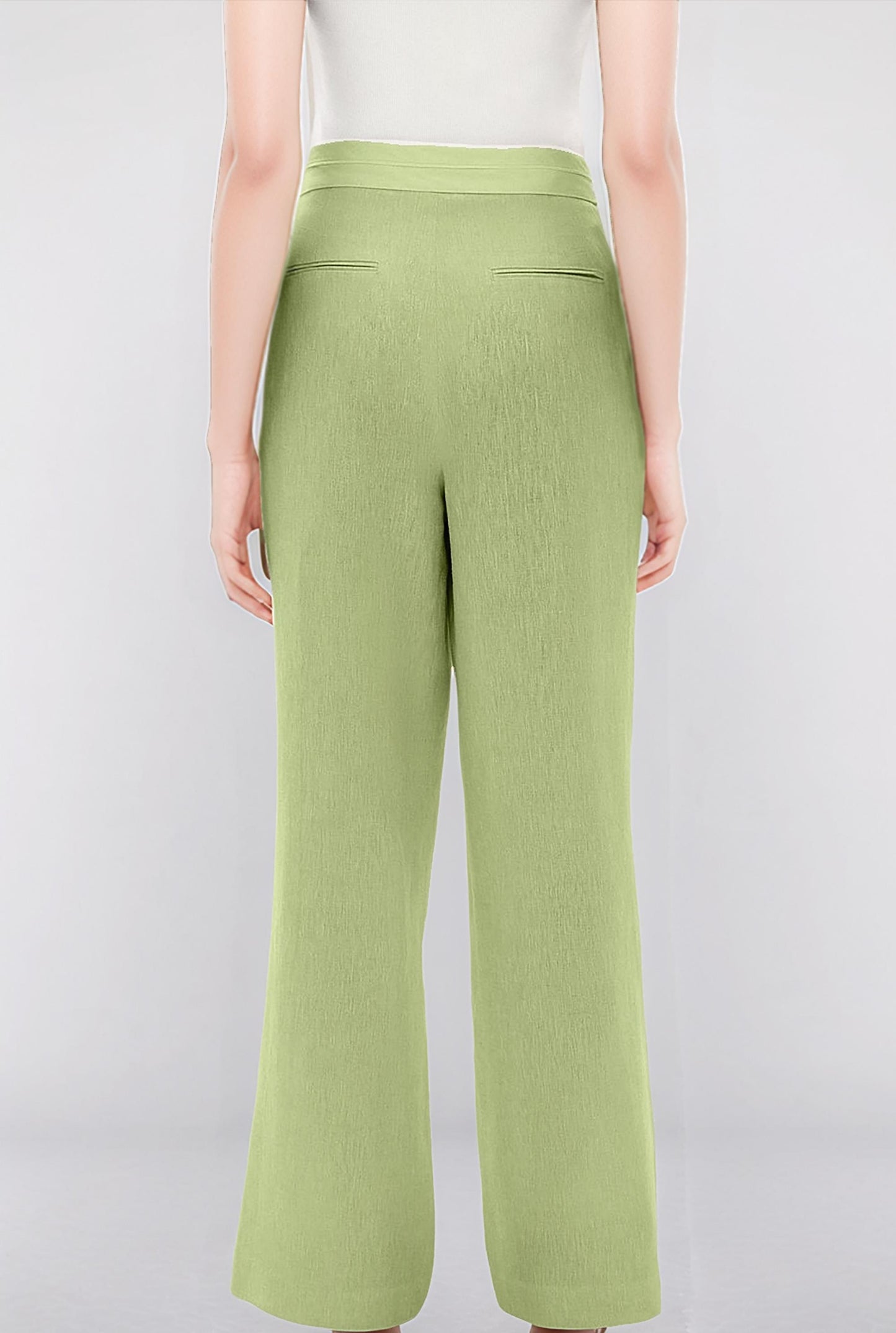 Elegant High-Waisted Wide-Leg Linen Pants - Pastel Green | SKU.25T11T6E