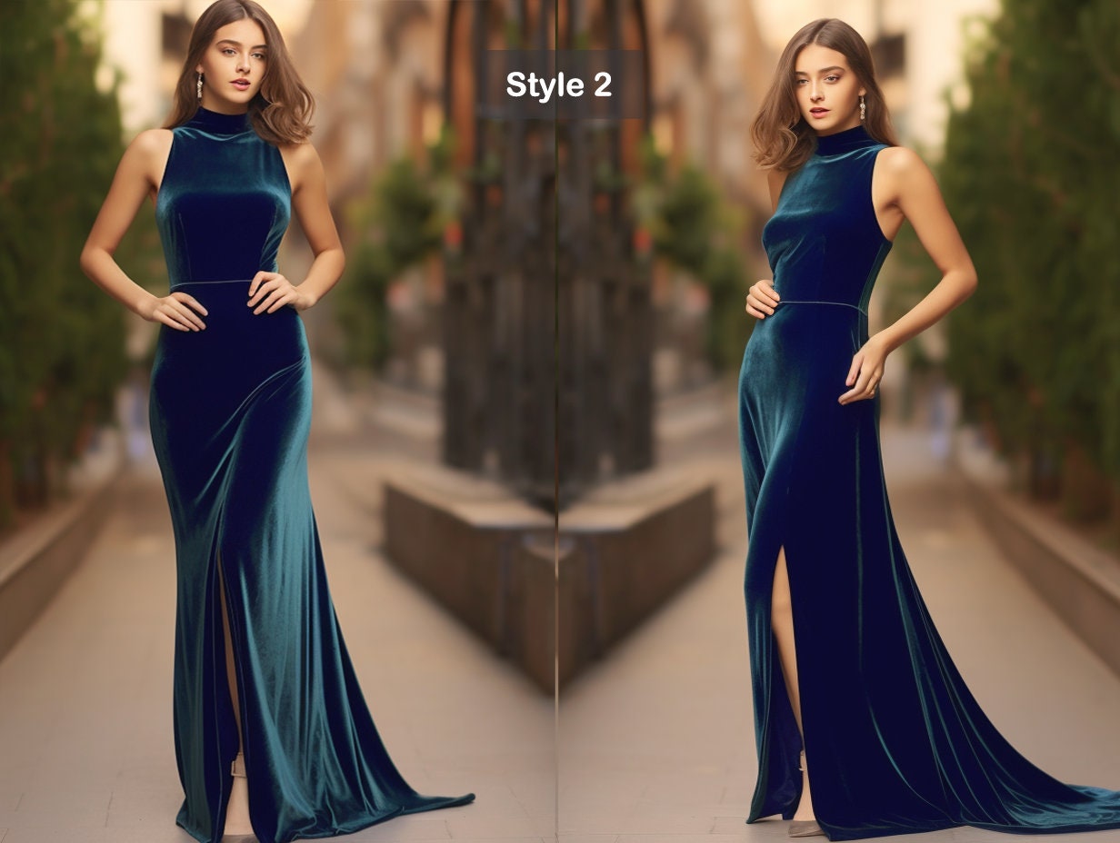 Stylish Velvet Bridesmaid Dress with Leg Split | High-Quality Ball Gown Maxi Dress | Sleeveless Pencil Dress | Customizable | Personalizable