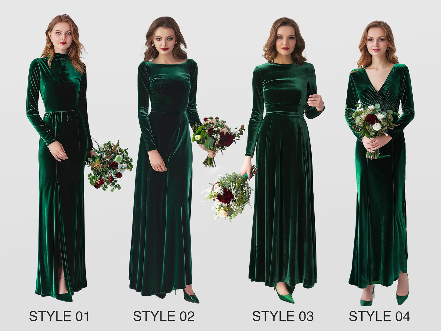 Emerald green velvet long dress | Velvet bridesmaid dress | Plus Size | Maxi Dress | Evening dress | New Year dress