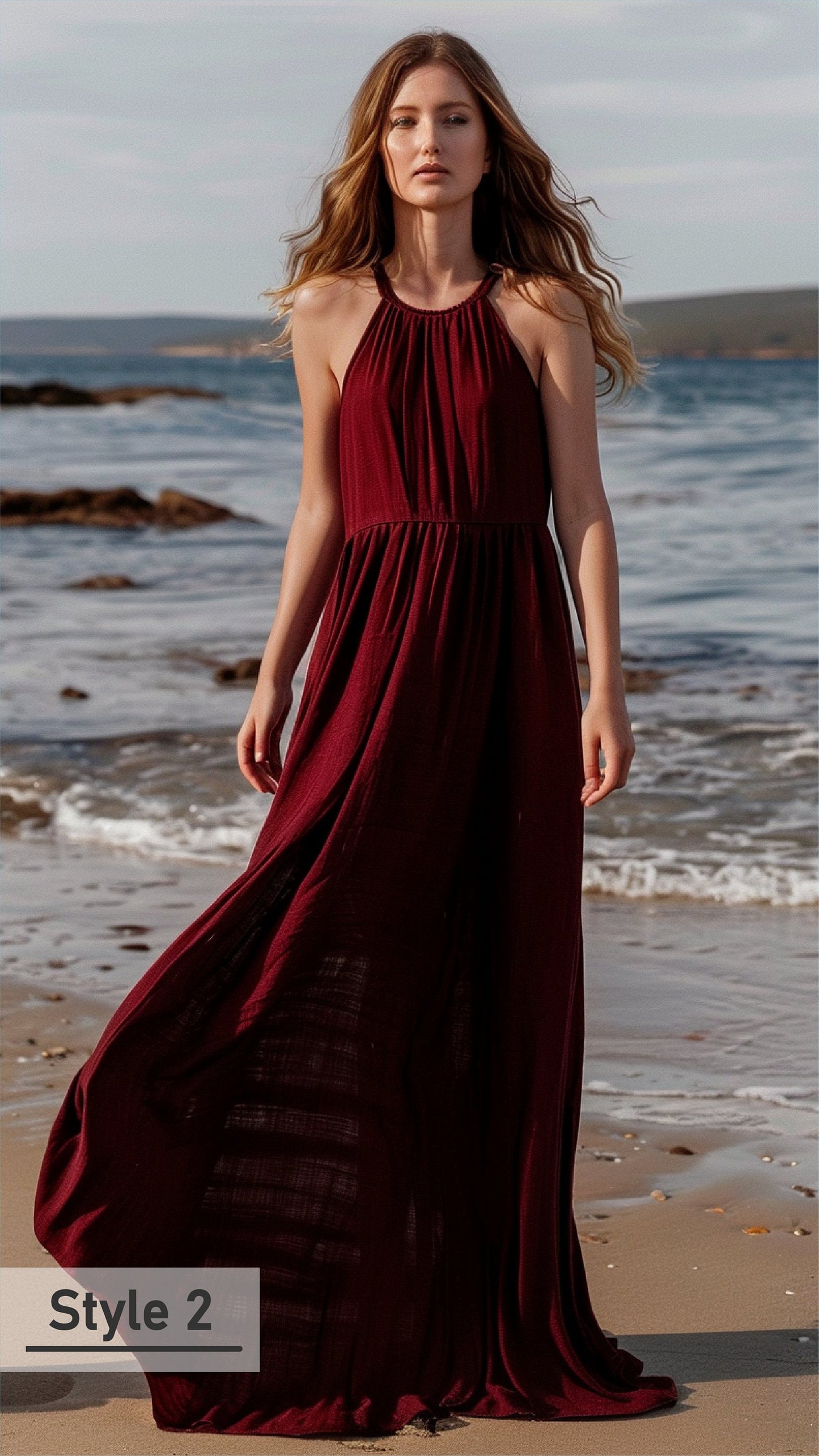 Customizable Linen Maxi Dress for Women | Breathable and Elegant Summer Dress | Sleeveless Minimalist Style, Personalization | SKU.013
