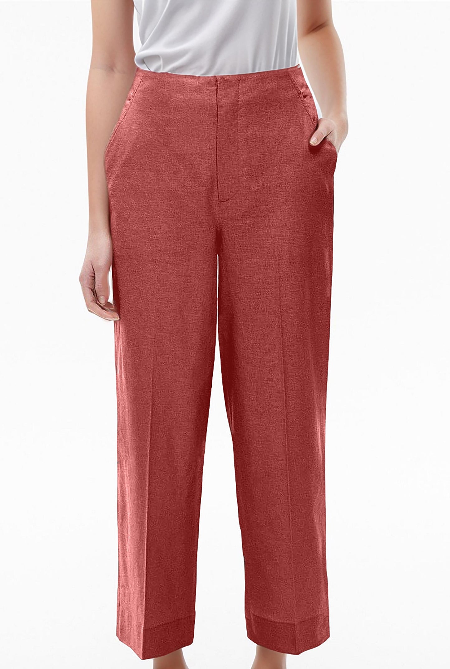 Wide-Leg Linen Pants for Women – High-Waisted Casual Cropped Trousers | SKU.25T11T7X