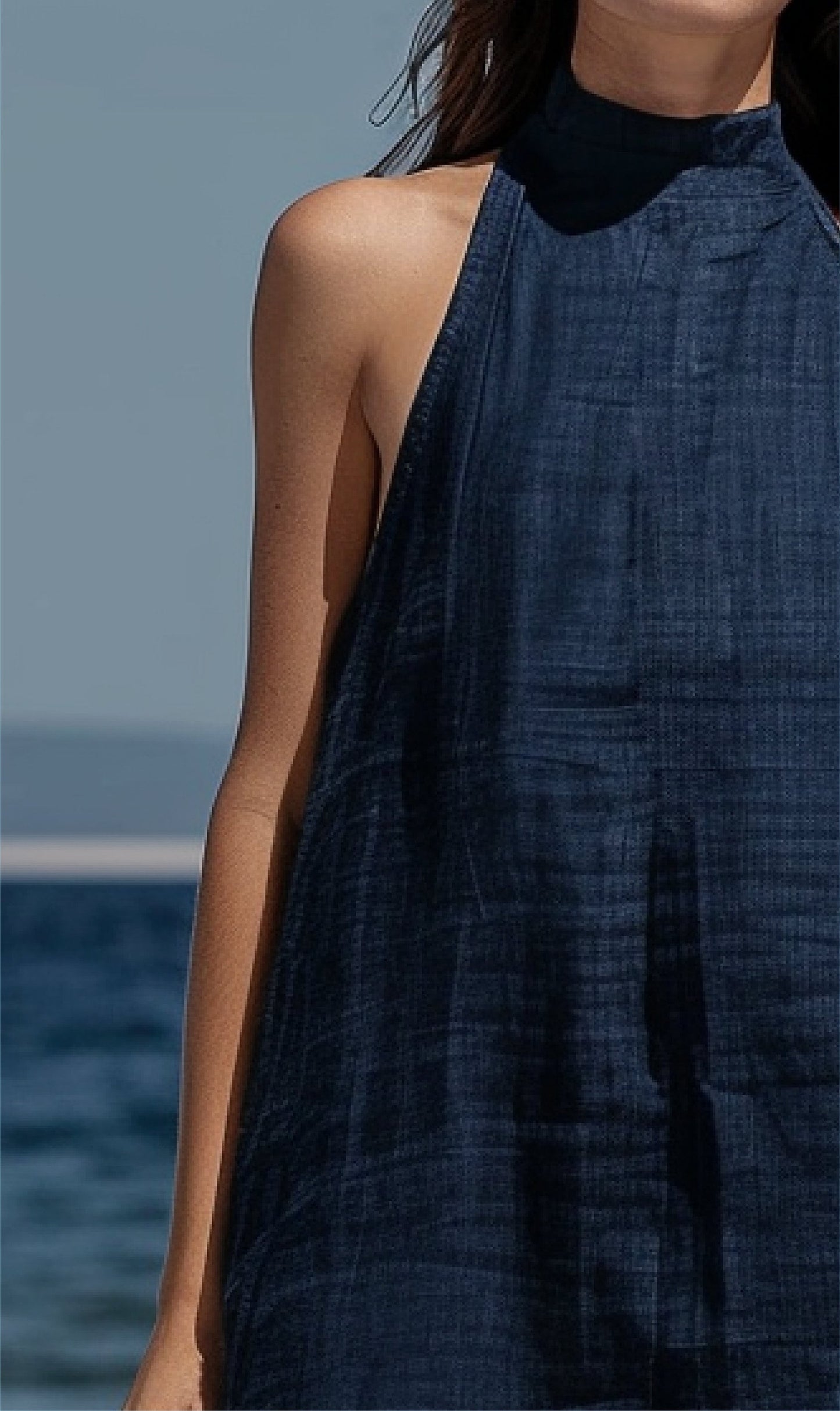 Tailored Navy Blue Linen Maxi Dress for Women | Breathe in Elegance This Summer | Sleeveless Simplicity, Ideal for Personal Touches | SKU014