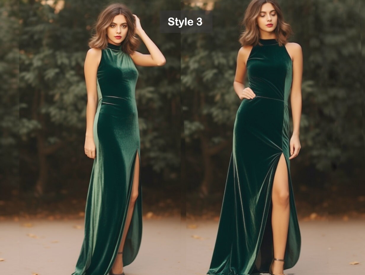 Stylish Velvet Bridesmaid Dress with Leg Split | High-Quality Ball Gown Maxi Dress | Sleeveless Pencil Dress | Customizable | Personalizable