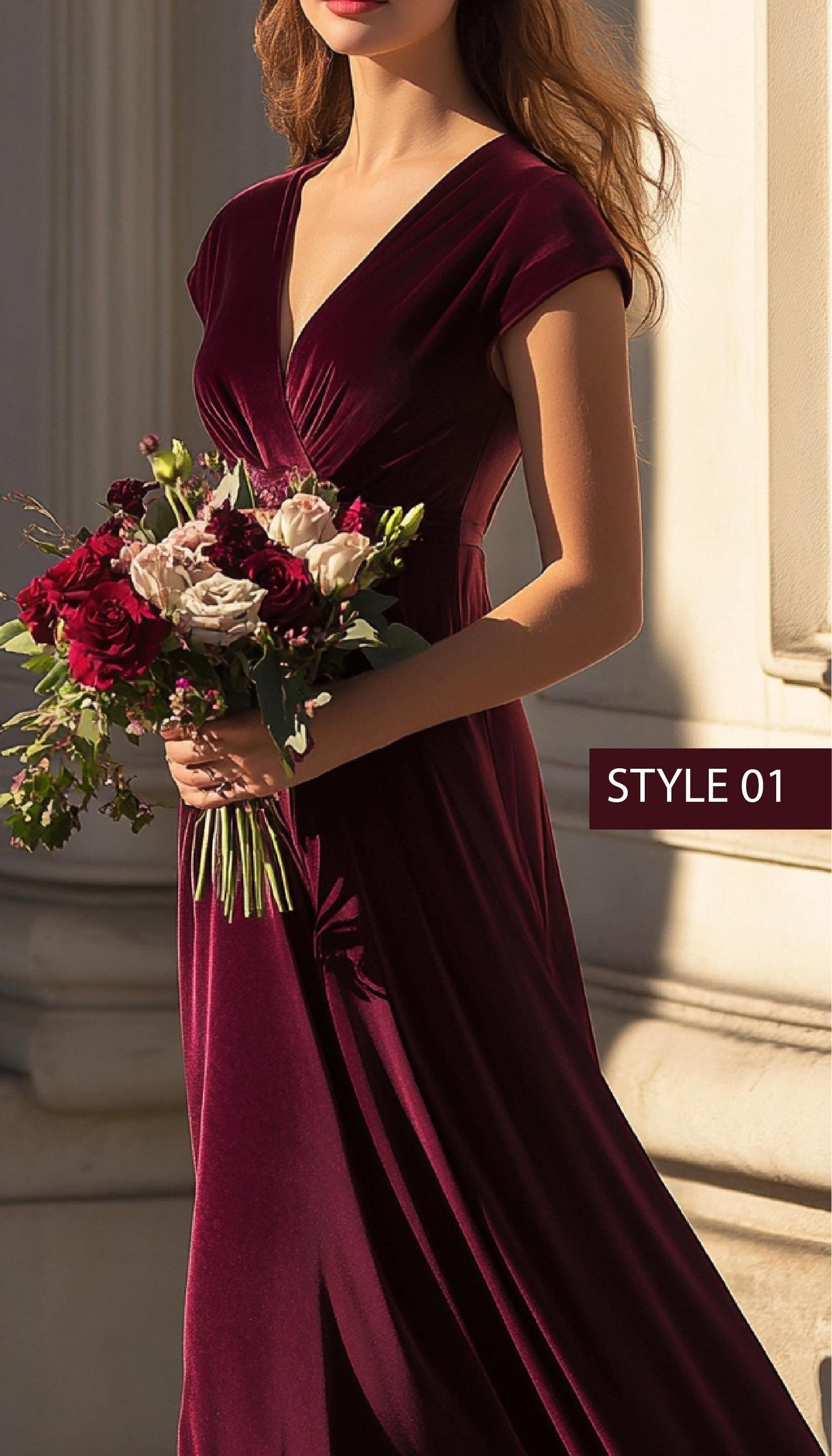 Velvet Bridesmaid Dress | Elegant Red Maxi Gown, Formal with Slit