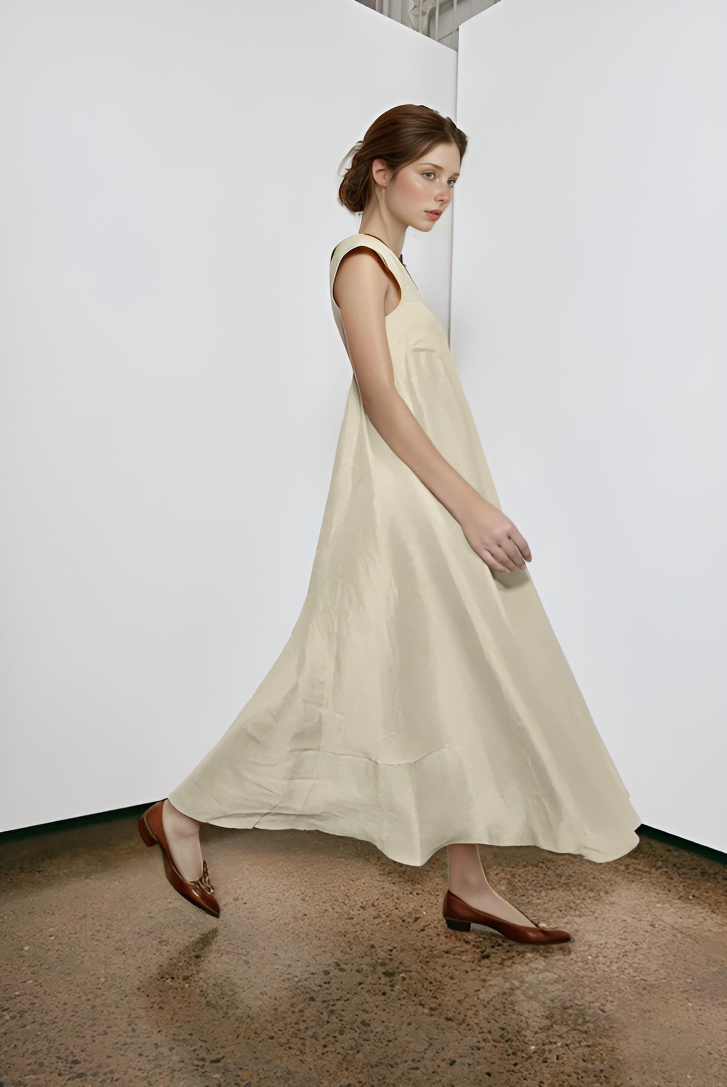 Elegant Linen Maxi Dress – Minimalist Summer Dress, Sleeveless Flowy Sundress, Boho Chic Outfit, Handmade Resort Wear | SKU.25T10T3G