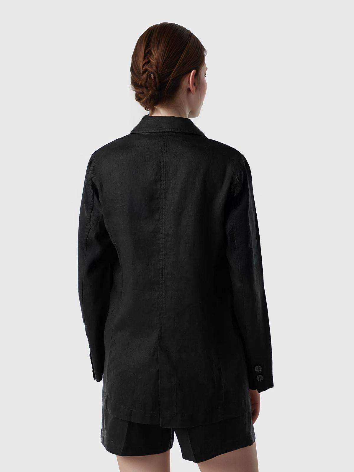 Linen Blazer for Women - Black Oversized Summer Jacket, Lightweight Minimalist Tailored Coat | SKU.25T22T5C