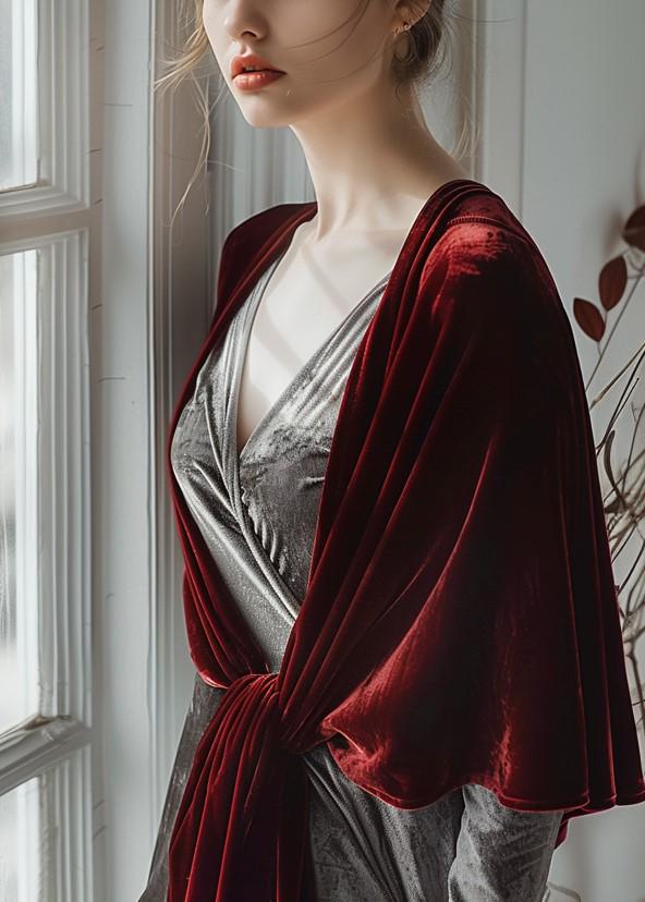 Burgundy red Velvet Shawl | Velvet Evening Wrap | Wedding Shawl | Warm Winter Shawl Wrap | Bothside velvet | Custom order