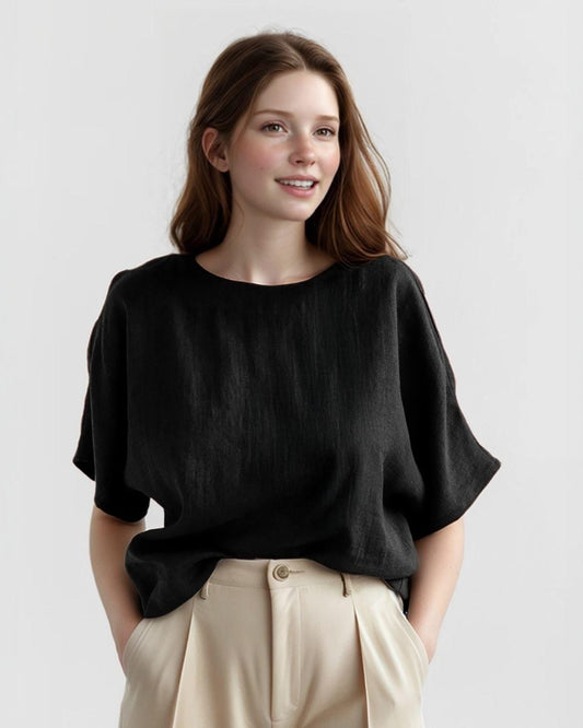 Linen Top Women, Casual Summer Shirt, Soft Linen Blouse, Relaxed Fit, Minimalist Top, Handmade, Breathable Shirt, Custom Size | SKU.25T14T7A