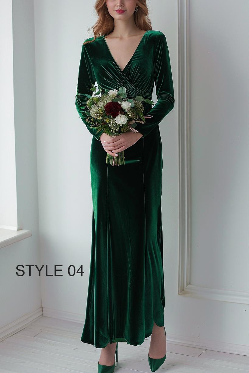 Emerald green velvet long dress | Velvet bridesmaid dress | Plus Size | Maxi Dress | Evening dress | New Year dress