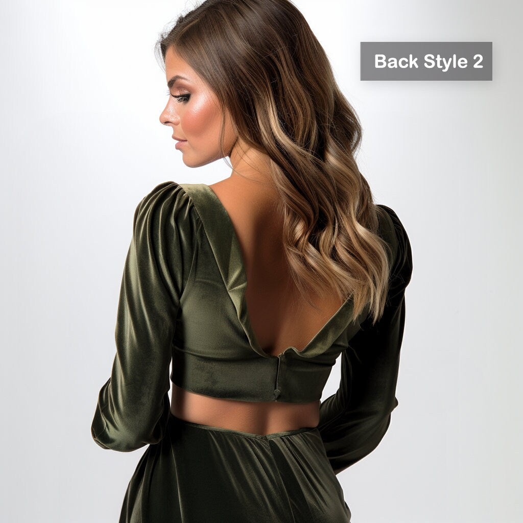 Customize Luxurious Velvet Open Belly Dress - Elegant Evening Gown - Special Occasion Outfit - Women's Formal Wear - Velvet Prom Dress