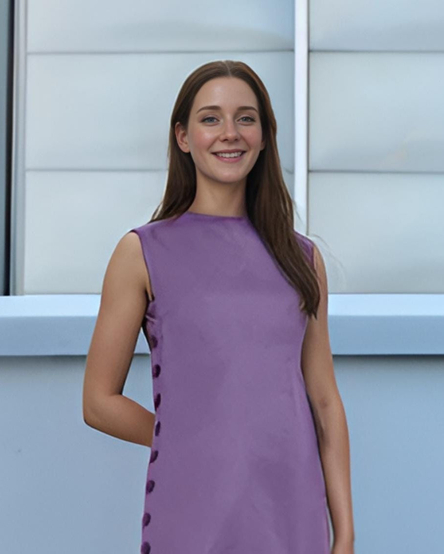 Lavender Linen Button Side Mini Dress - Sleeveless Summer Dress, Minimalist Shift Dress, Casual Linen Dress | SKU.25T10T3E