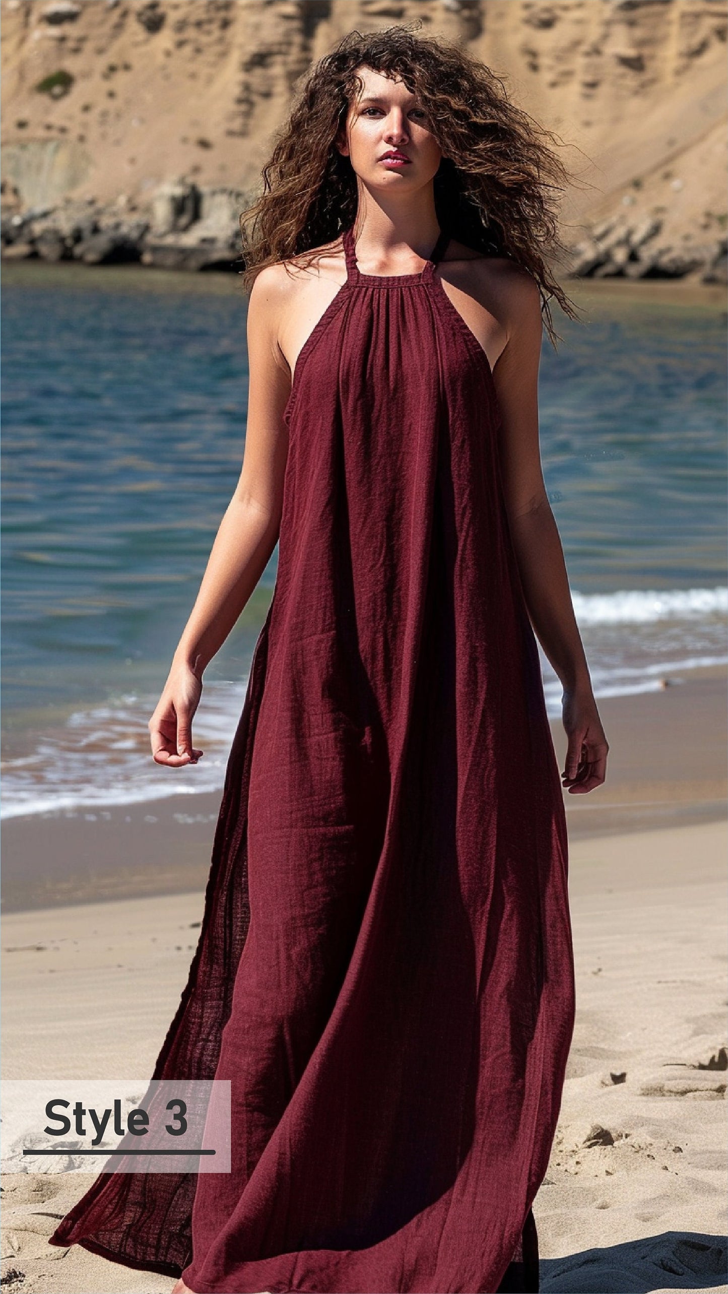 Customizable Linen Maxi Dress for Women | Breathable and Elegant Summer Dress | Sleeveless Minimalist Style, Personalization | SKU.013