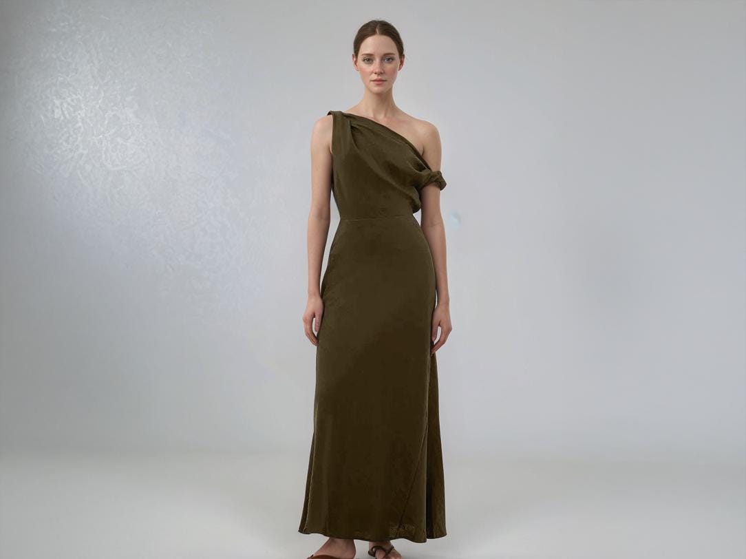 Custom One Shoulder Dress, Asymmetrical Evening Dress, Floor Length Party Dress, Elegant Formal Gown | SKU.25T14T5I