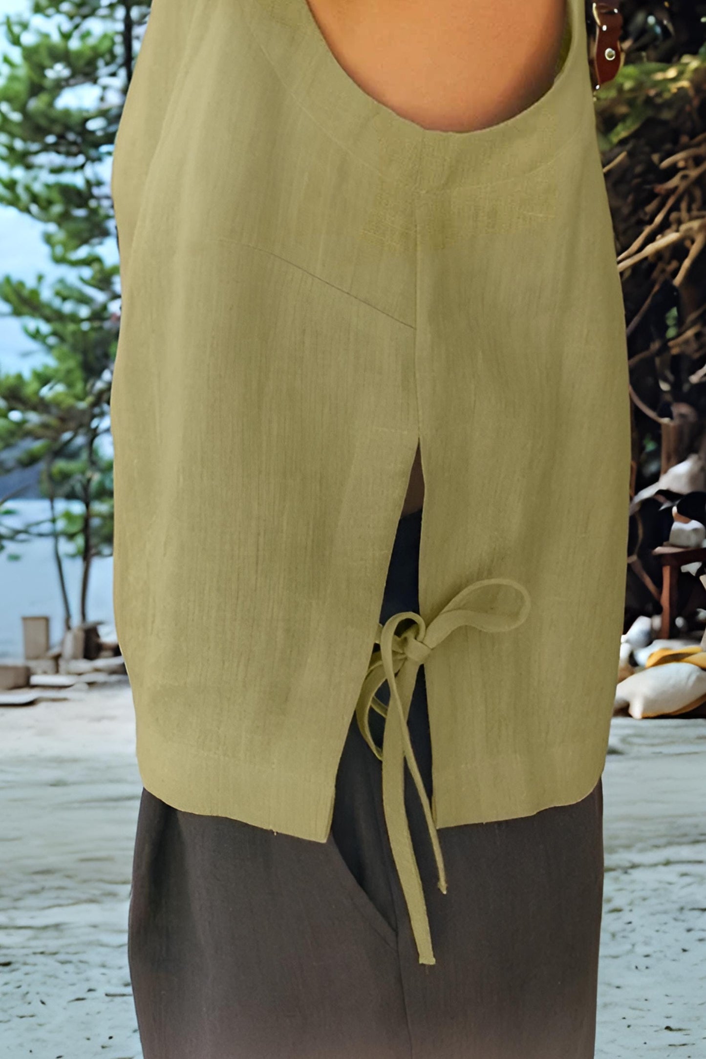 Linen Tank Top for Women – Handmade Summer Sleeveless Blouse, Loose-Fit Linen Vest, Minimalist Beachwear | SKU.25T10T2I