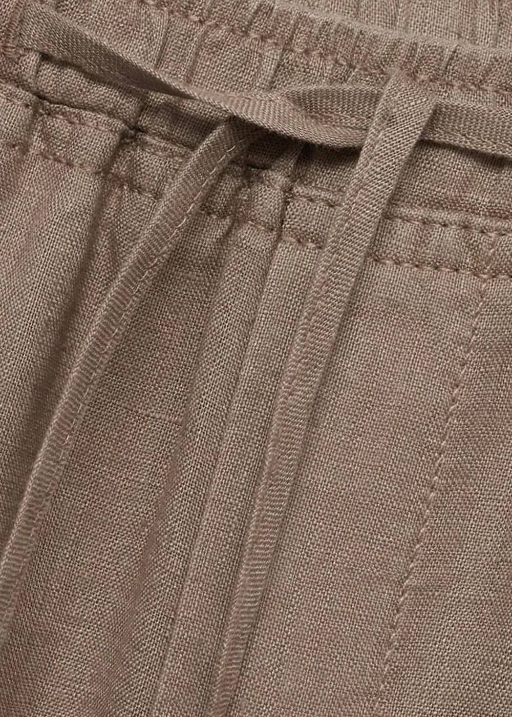 Plus Size Linen Trousers for Women - Elastic Waist Drawstring Pants, Casual Loose Fit Cropped Pants | SKU.25T22T5H