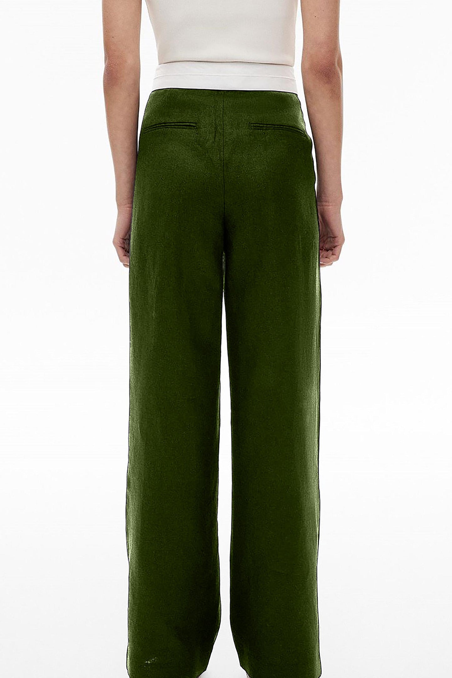 Chic High-Waisted Wide-Leg Pants – Elegant Green Trousers for Women | SKU.25T11T6G2