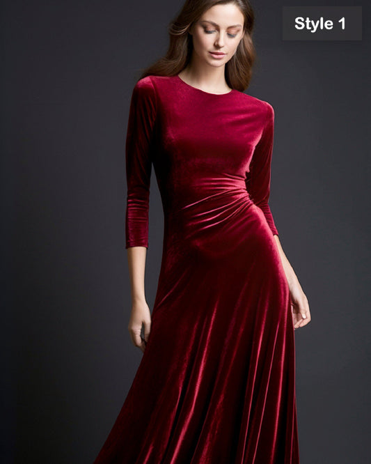 Custom Maroon Velvet Maxi Dress - Retro Glam Bridesmaid Gown and Refined Craftsmanship - Infuse Vintage Elegance for a Truly Timeless Look