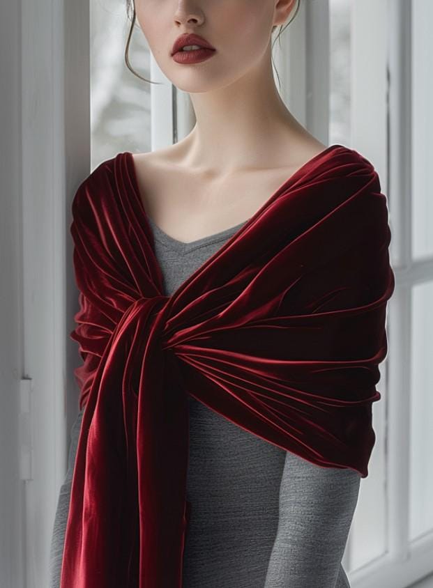 Burgundy red Velvet Shawl | Velvet Evening Wrap | Wedding Shawl | Warm Winter Shawl Wrap | Bothside velvet | Custom order
