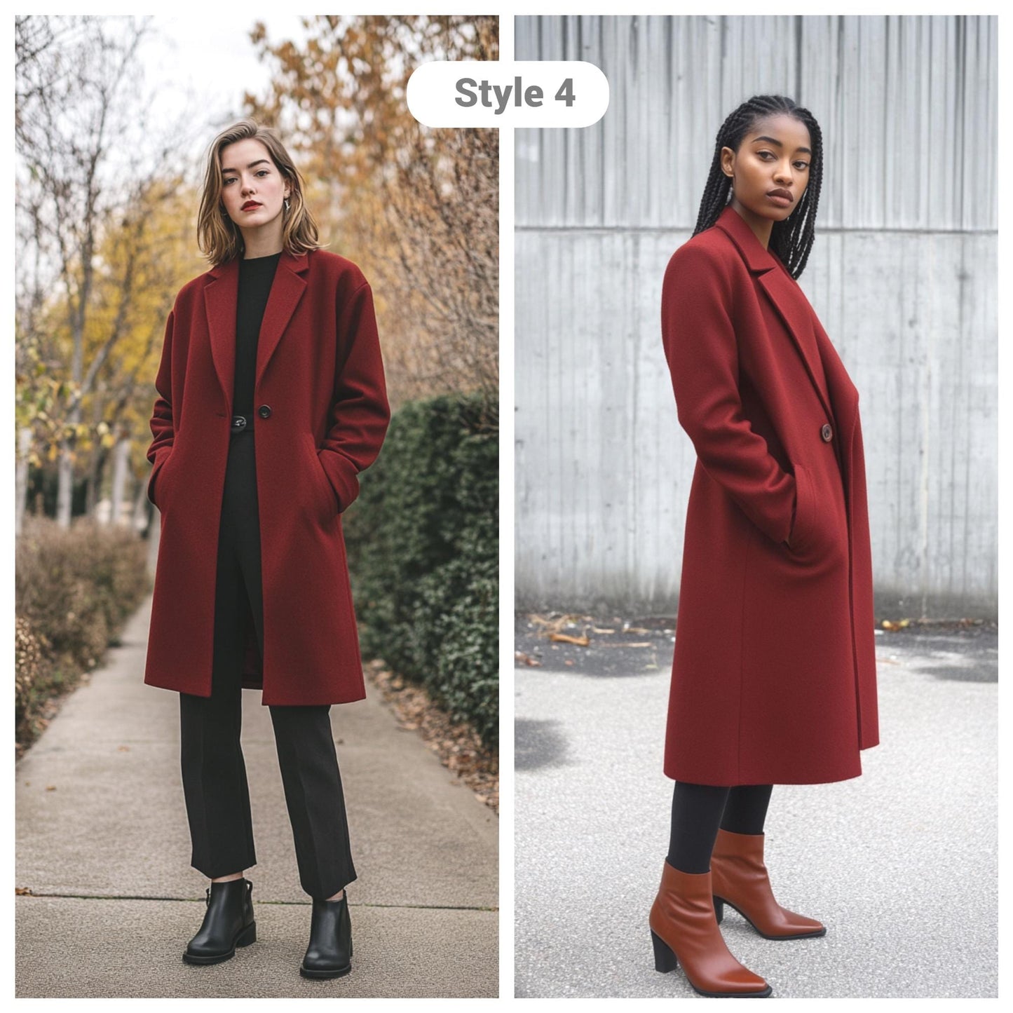 Custom Burgundy Wool Coat for Women, Warm Long Winter Jacket with Tailored Fit, Outerwear for Stylish Cold Weather Protection | 241104