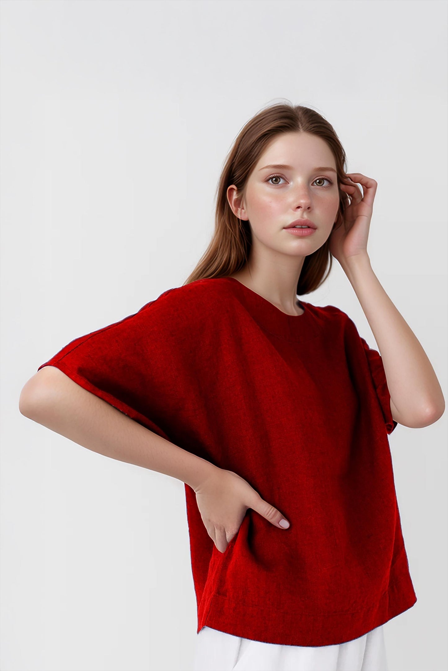 Linen Top Women, Casual Summer Shirt, Soft Linen Blouse, Relaxed Fit, Minimalist Top, Handmade, Breathable Shirt, Custom Size | SKU.25T14T7A