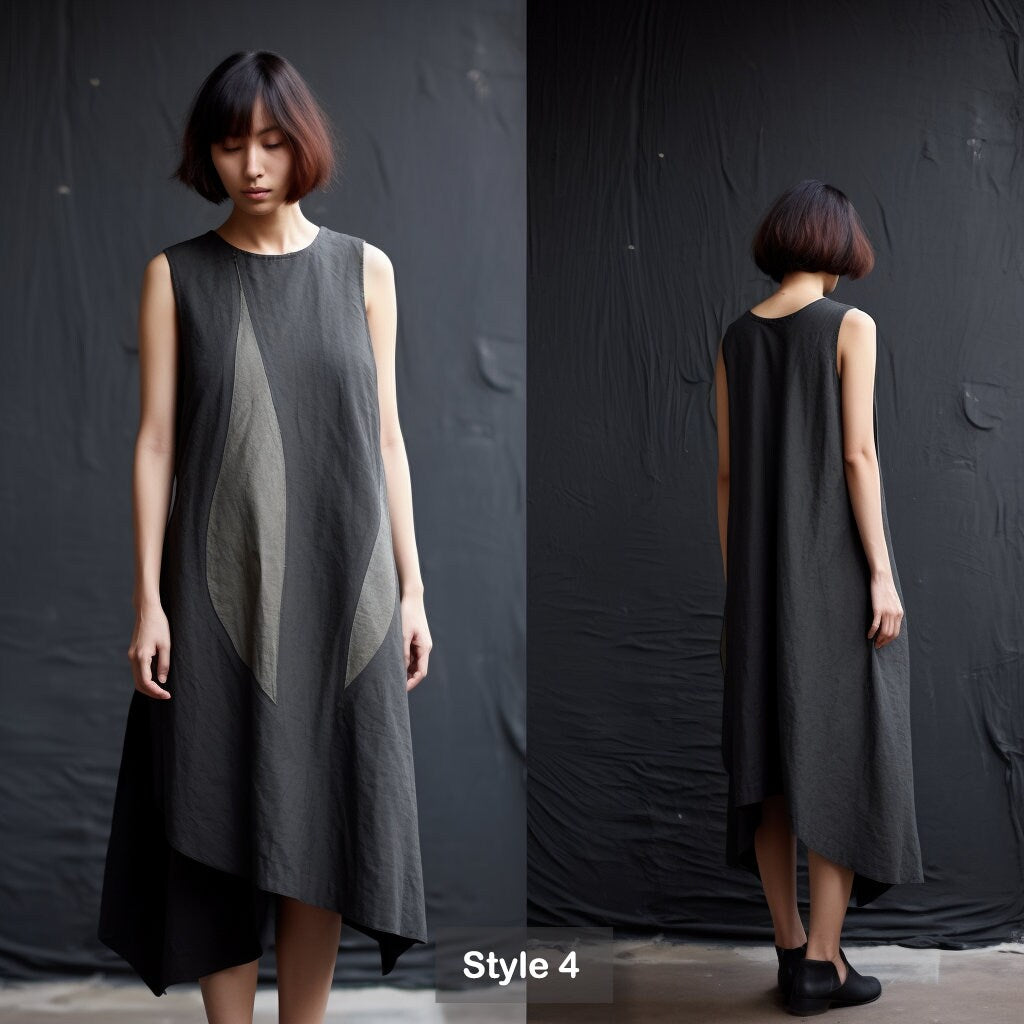 Effortless Summer Style: Handcrafted Black Linen Tank Dress for Timeless Elegance and Chic Comfort | Customizable | Personalizable | 230811B