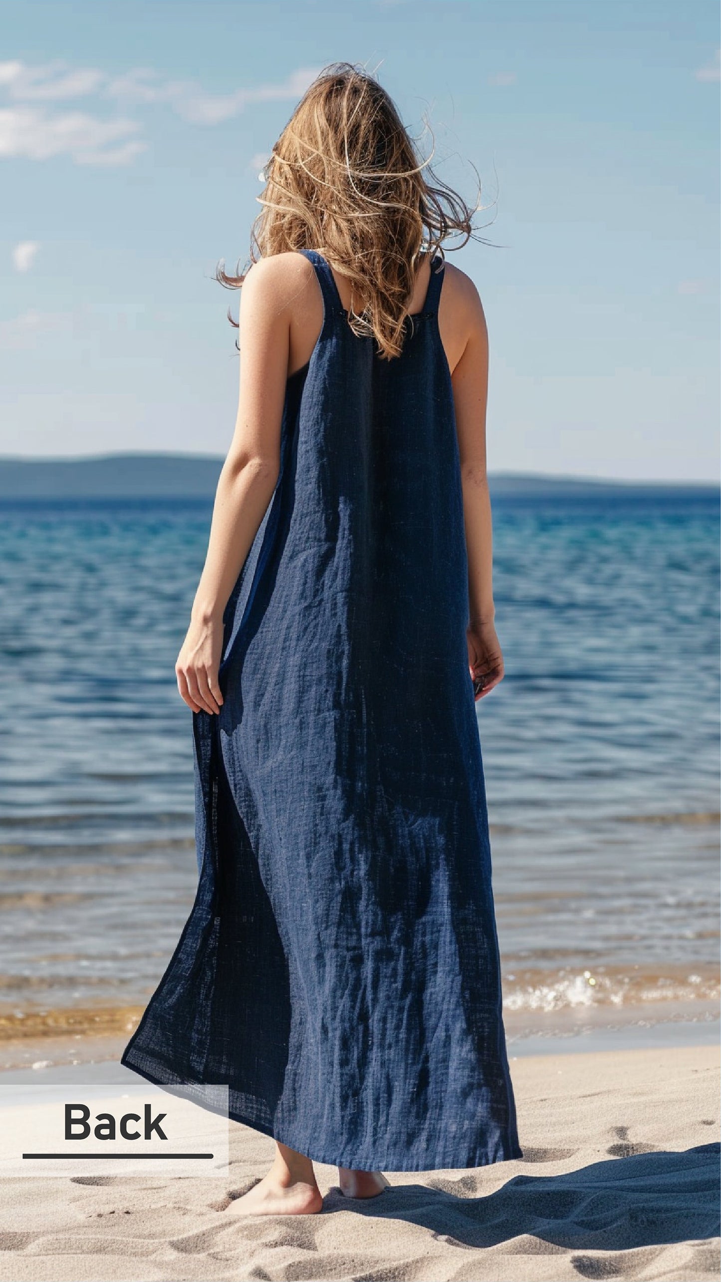 Customizable Linen Maxi Dress for Women | Breathable and Elegant Summer Dress | Sleeveless Minimalist Style, Personalization | SKU.013