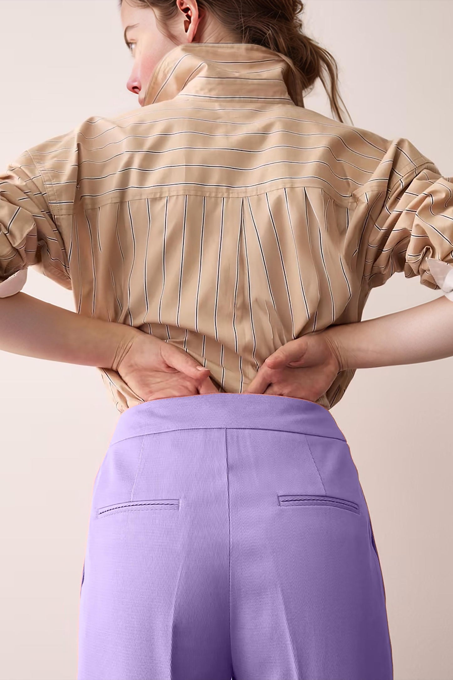 High-Waisted Purple Linen Wide Leg Pants, Relaxed Fit Summer Trousers, Elegant Workwear and Casual Style | SKU.25T11T8B