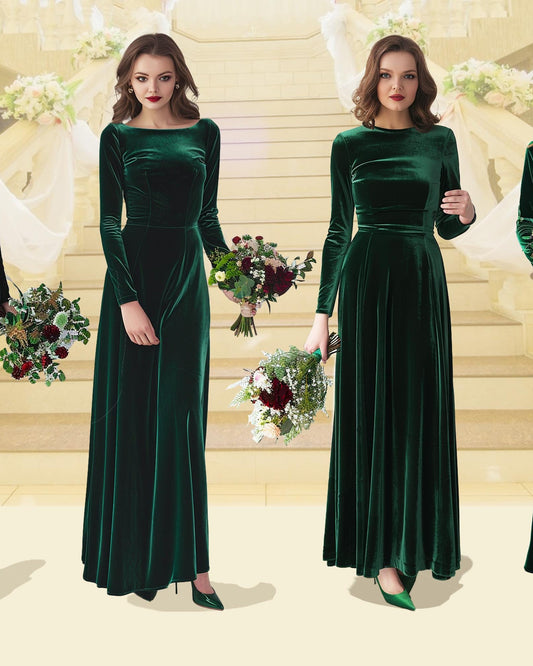 Emerald green velvet long dress | Velvet bridesmaid dress | Plus Size | Maxi Dress | Evening dress | New Year dress