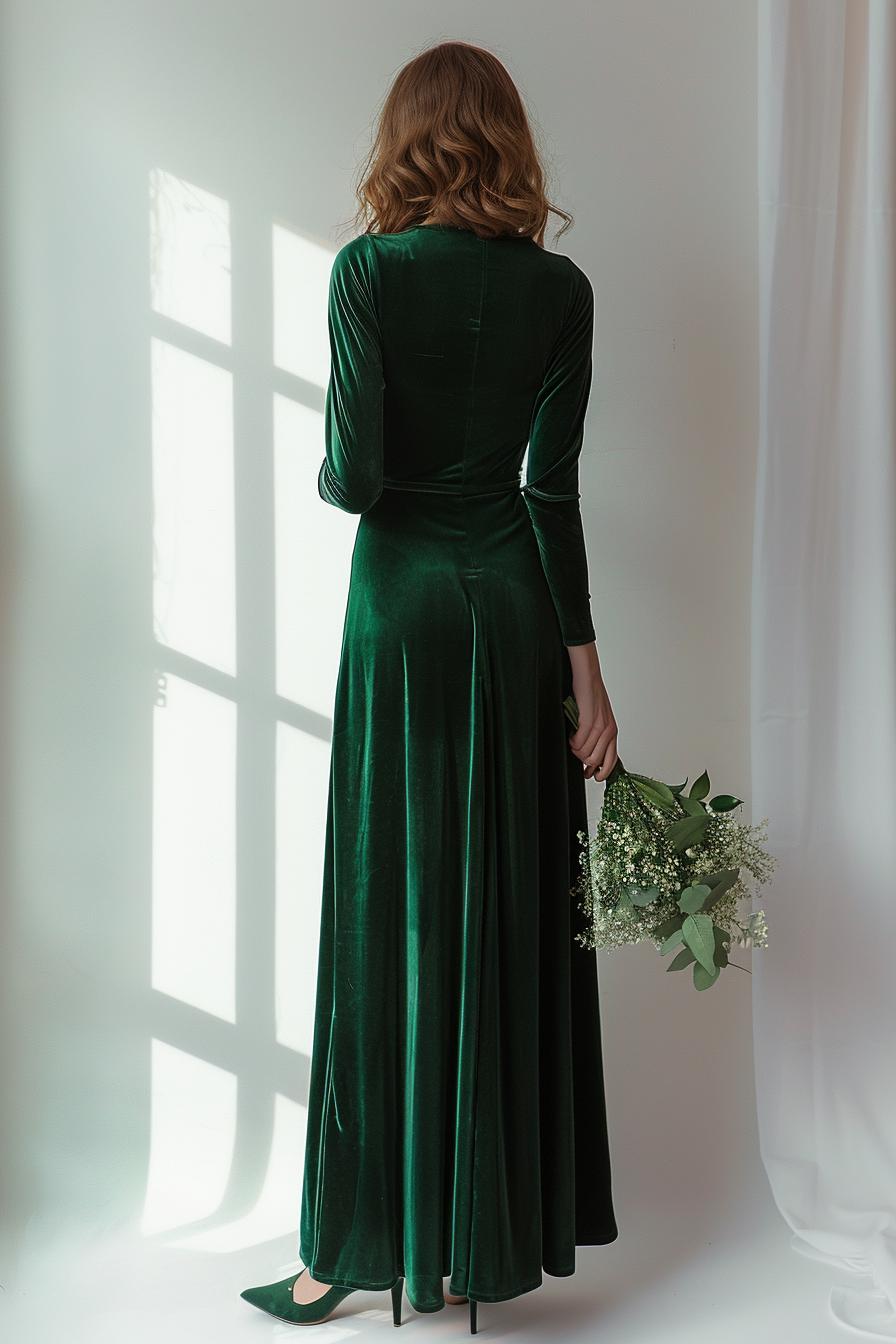 Emerald green velvet long dress | Velvet bridesmaid dress | Plus Size | Maxi Dress | Evening dress | New Year dress