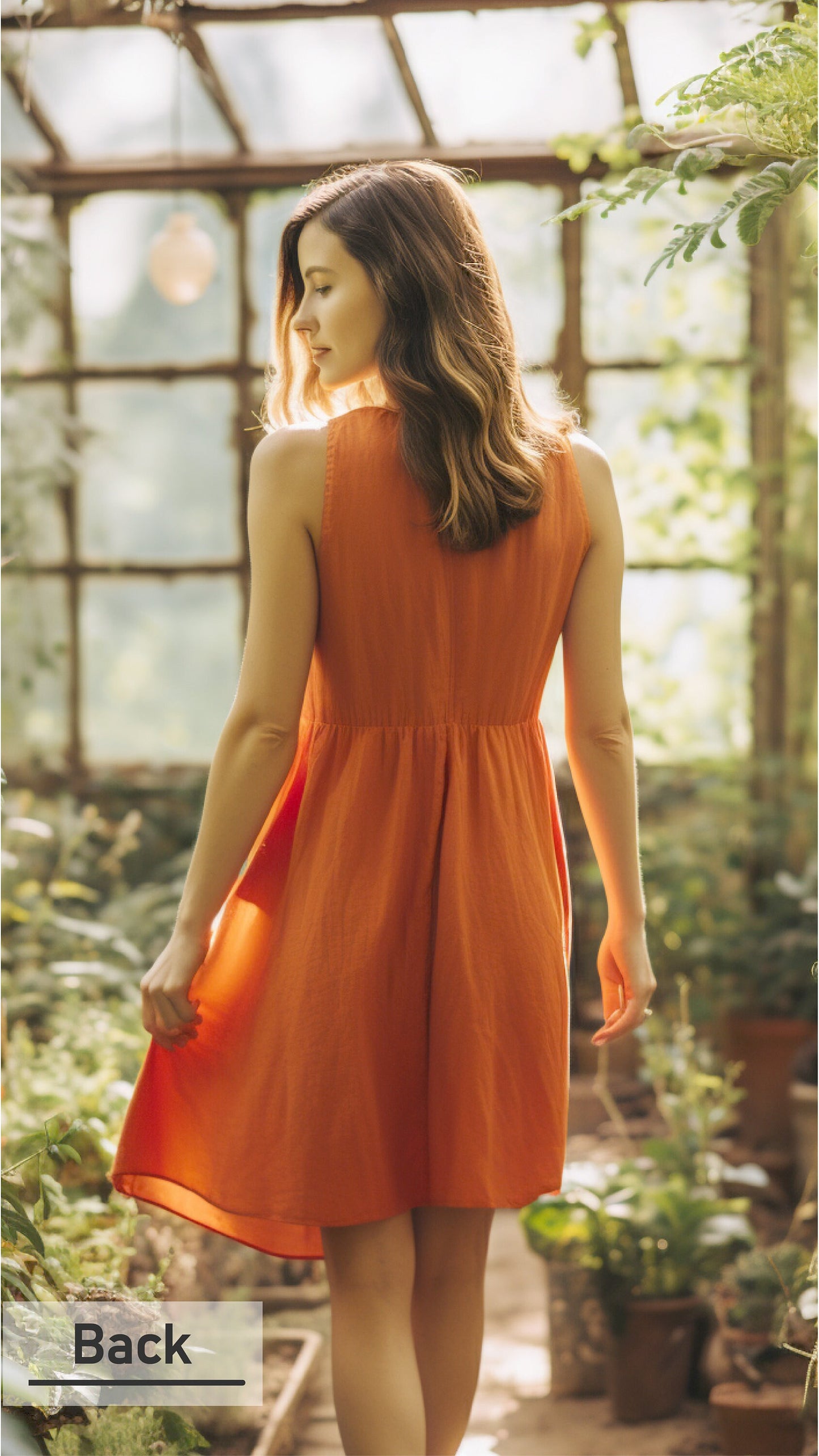 Linen V-Neck Swing Dress: Sleeveless, Loose-Fit Summer Dress with Flowy Silhouette and Ruffle Detailing | 240113A