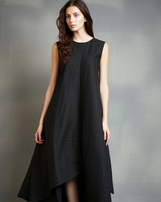 Timeless Elegance: Black Linen Tank Dress for Effortless Style, Handcrafted Comfort and Chic Simplicity, Perfect Summer Attire | 230811A