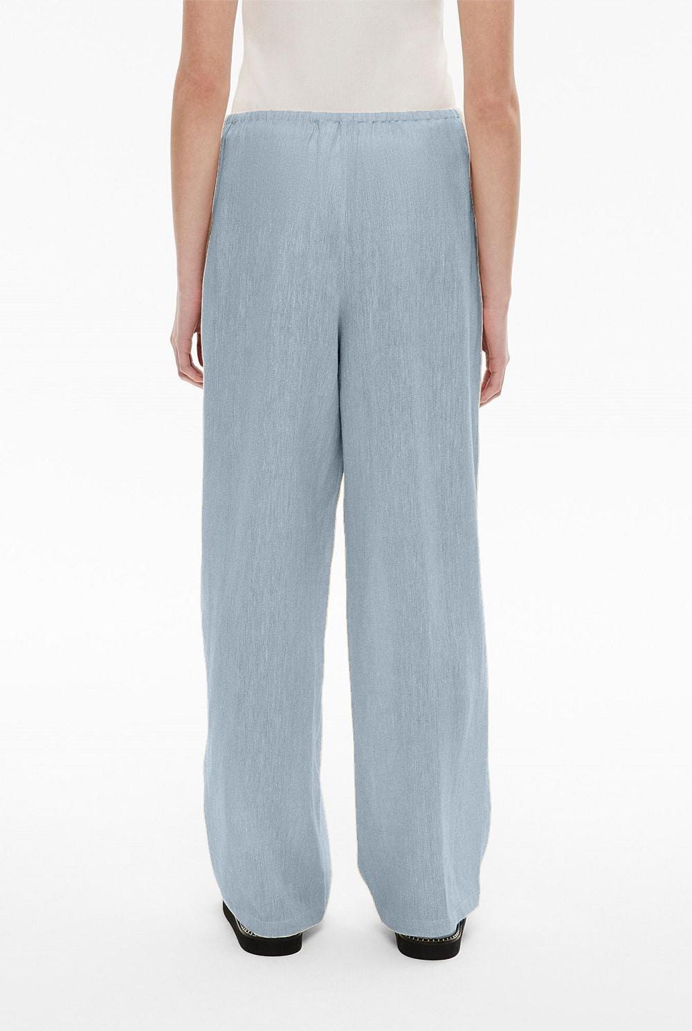 Women's Linen Wide-Leg Pants – Elastic Waist, Casual Loose Fit | SKU.25T11T6G