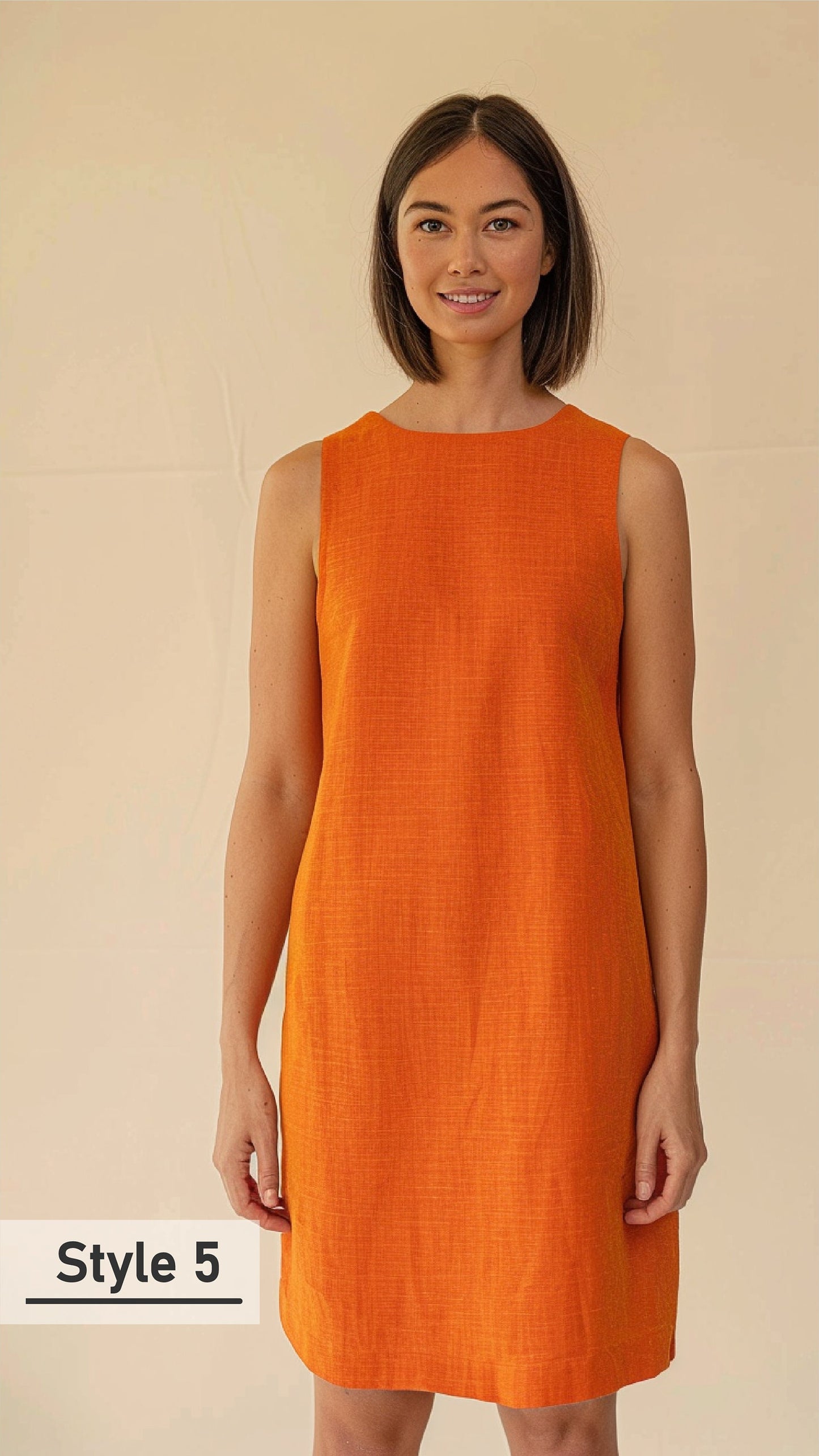 Customizable Chic Burnt Orange Linen Dress - Sleeveless, Loose Fit, Ideal for Personalized Summer Comfort and Style | SKU.012