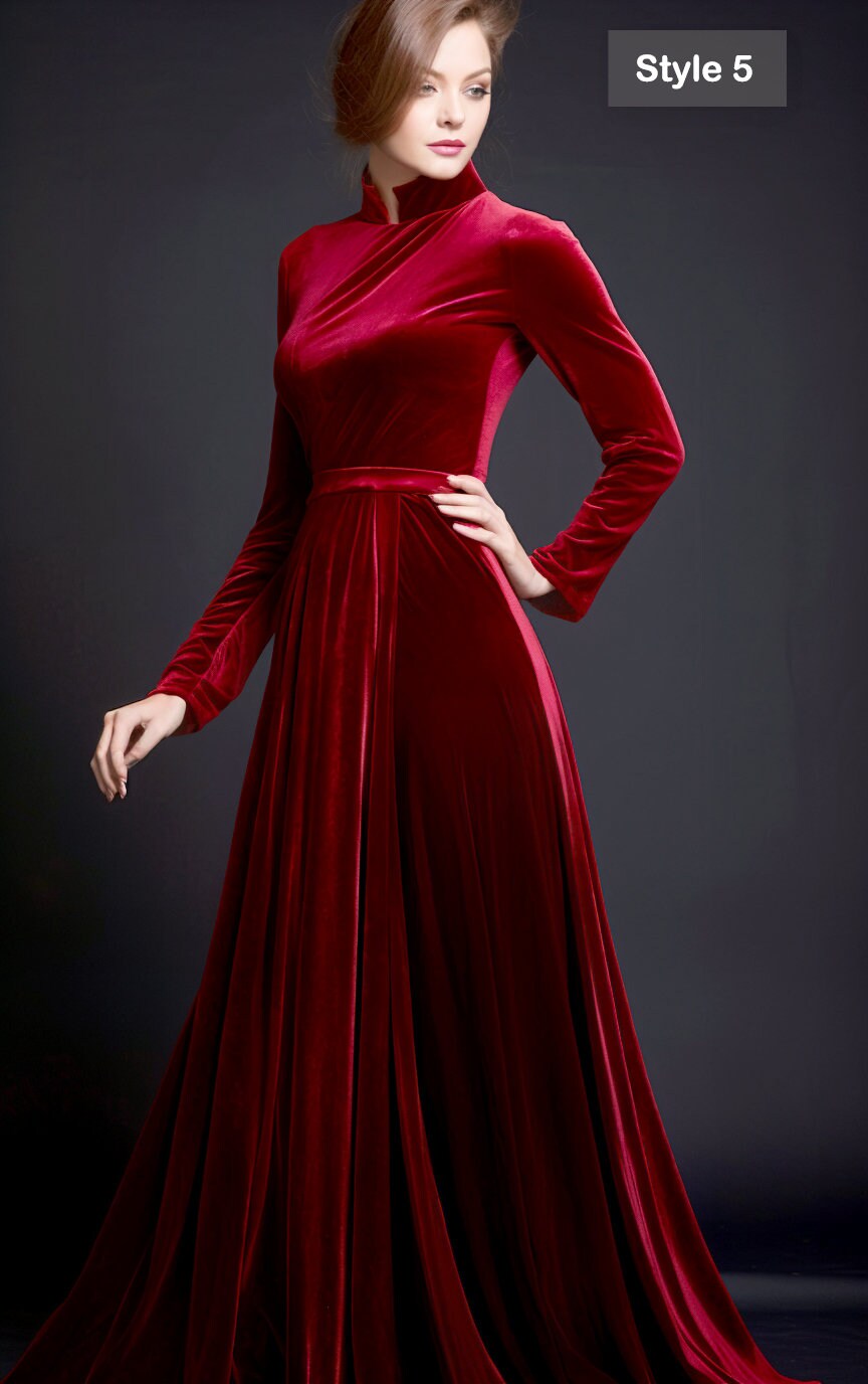 Custom Maroon Velvet Maxi Dress - Retro Glam Bridesmaid Gown and Refined Craftsmanship - Infuse Vintage Elegance for a Truly Timeless Look