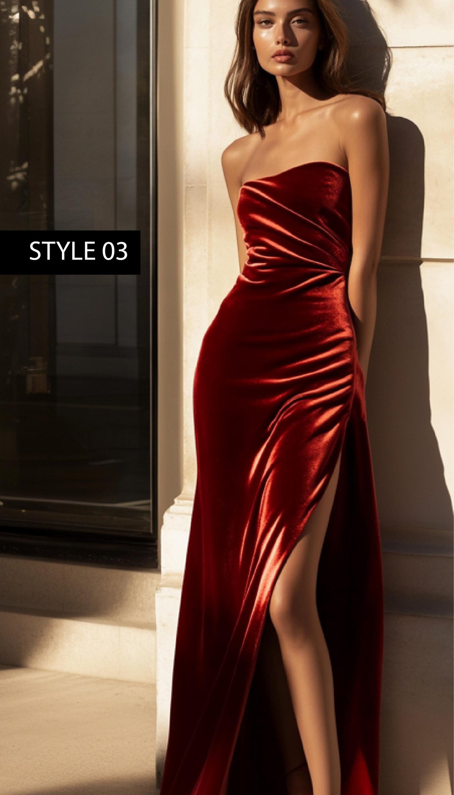 Burgundy Bridesmaid Velvet Dress | Floor-Length Dress | Low Back Dress with Side Slit | Elegant dress