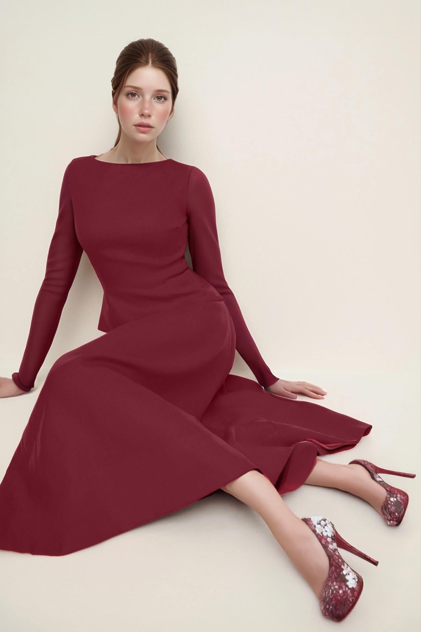 Elegant Elastic Linen 2-Piece Set — Sleeveless Peplum Top & High-Waist Midi Skirt, Custom Made, Minimalist Chic Outfit | SKU.25T15T4H