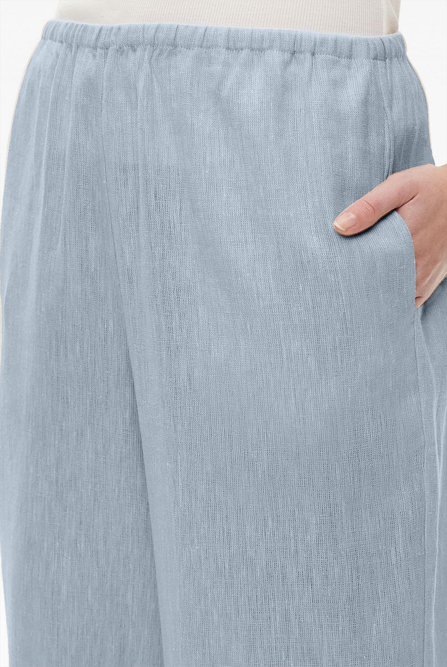 Women's Linen Wide-Leg Pants – Elastic Waist, Casual Loose Fit | SKU.25T11T6G