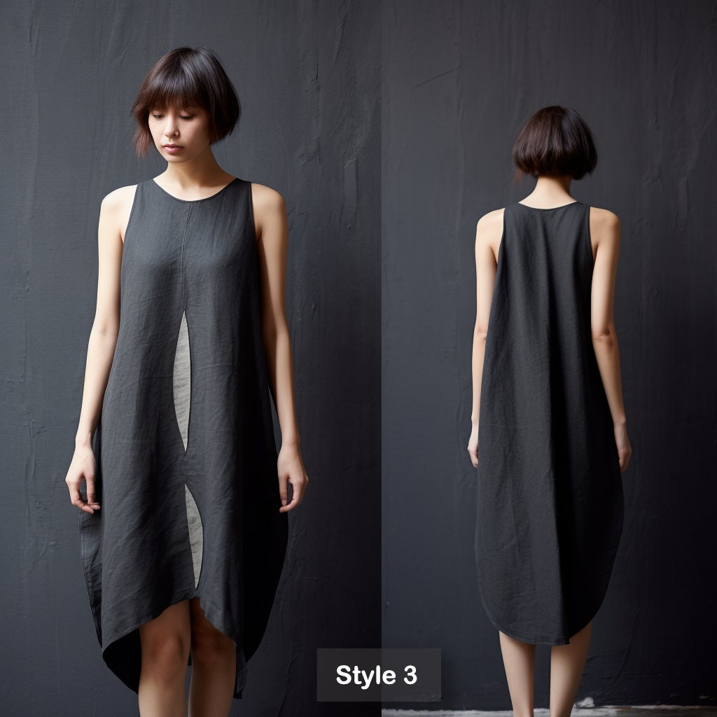 Effortless Summer Style: Handcrafted Black Linen Tank Dress for Timeless Elegance and Chic Comfort | Customizable | Personalizable | 230811B