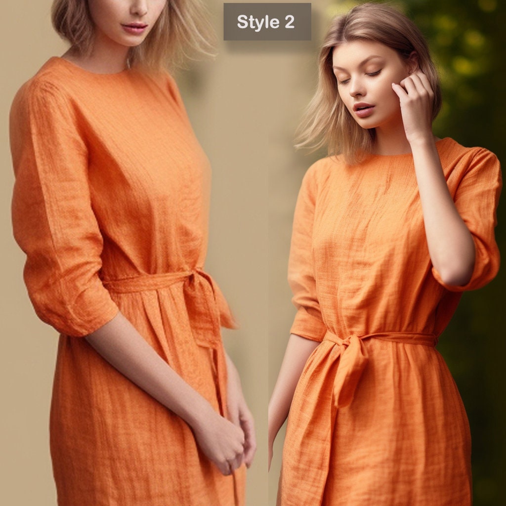 Short Linen Bridesmaid Dress | Mini Linen Wrap Dress with Pockets | Mustard | Modest and Wedding Guest Dress | Personalizable | 230510A
