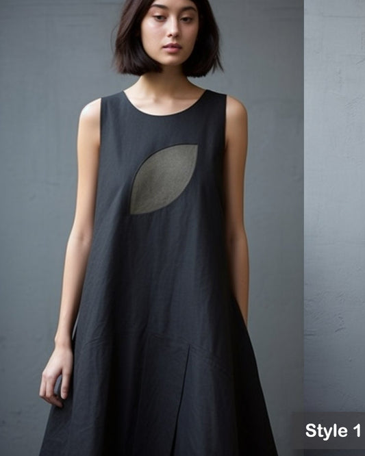 Effortless Summer Style: Handcrafted Black Linen Tank Dress for Timeless Elegance and Chic Comfort | Customizable | Personalizable | 230811B