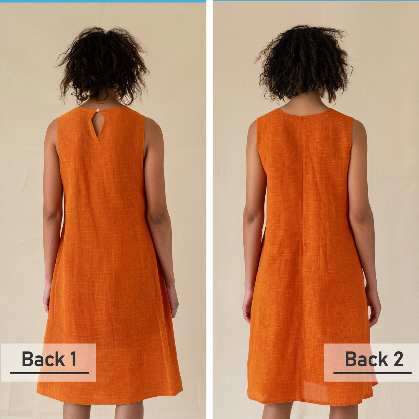Customizable Chic Burnt Orange Linen Dress - Sleeveless, Loose Fit, Ideal for Personalized Summer Comfort and Style | SKU.012